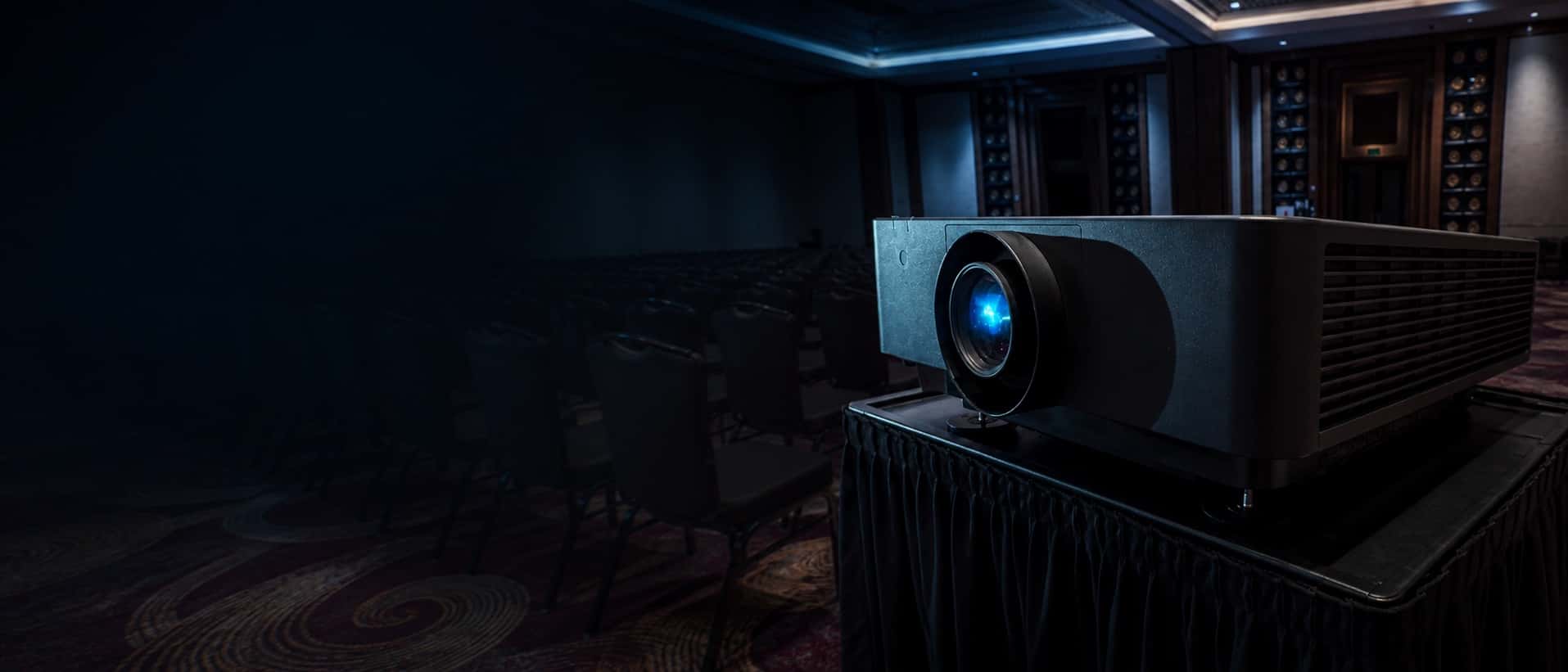 Professional projector installed for a ballroom event by Miami Sound Rental