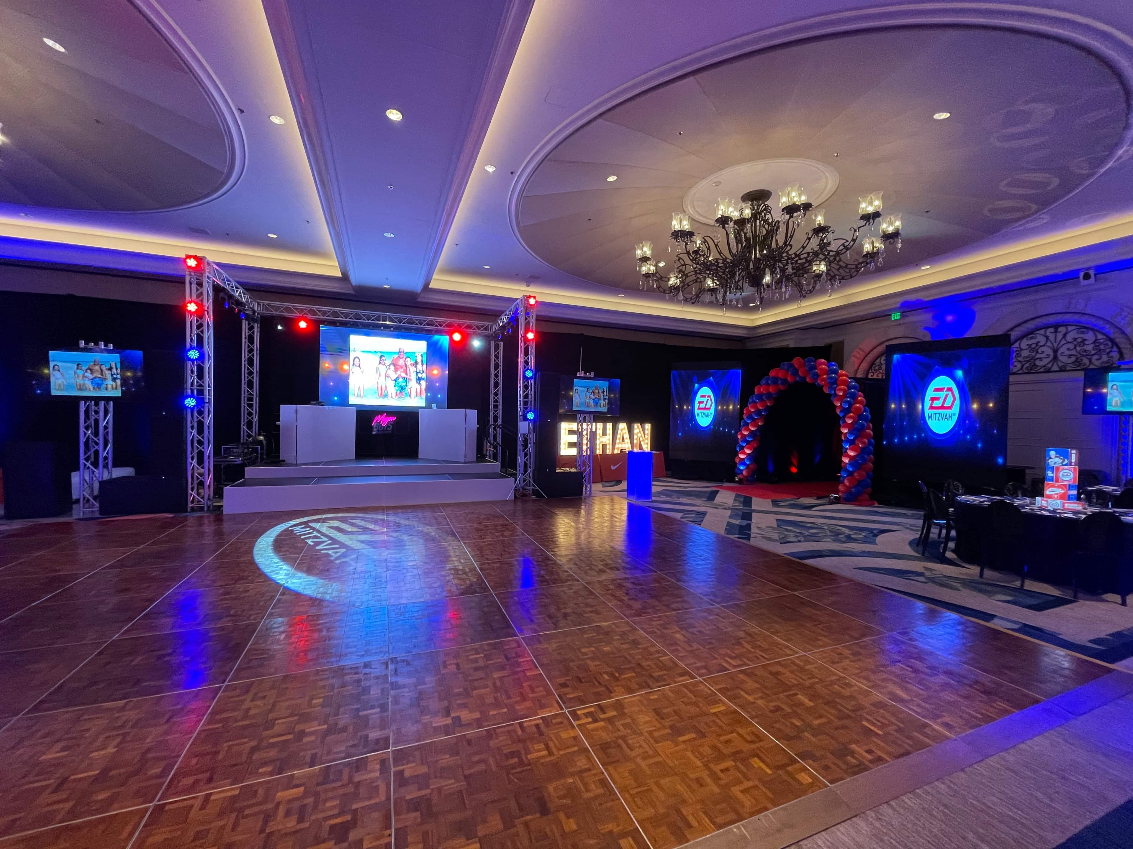 Finished modular stage used for a private event in a South Florida ballroom