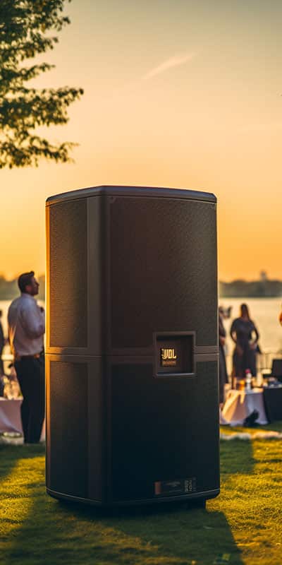 Professional subwoofer used with powered speakers for event music