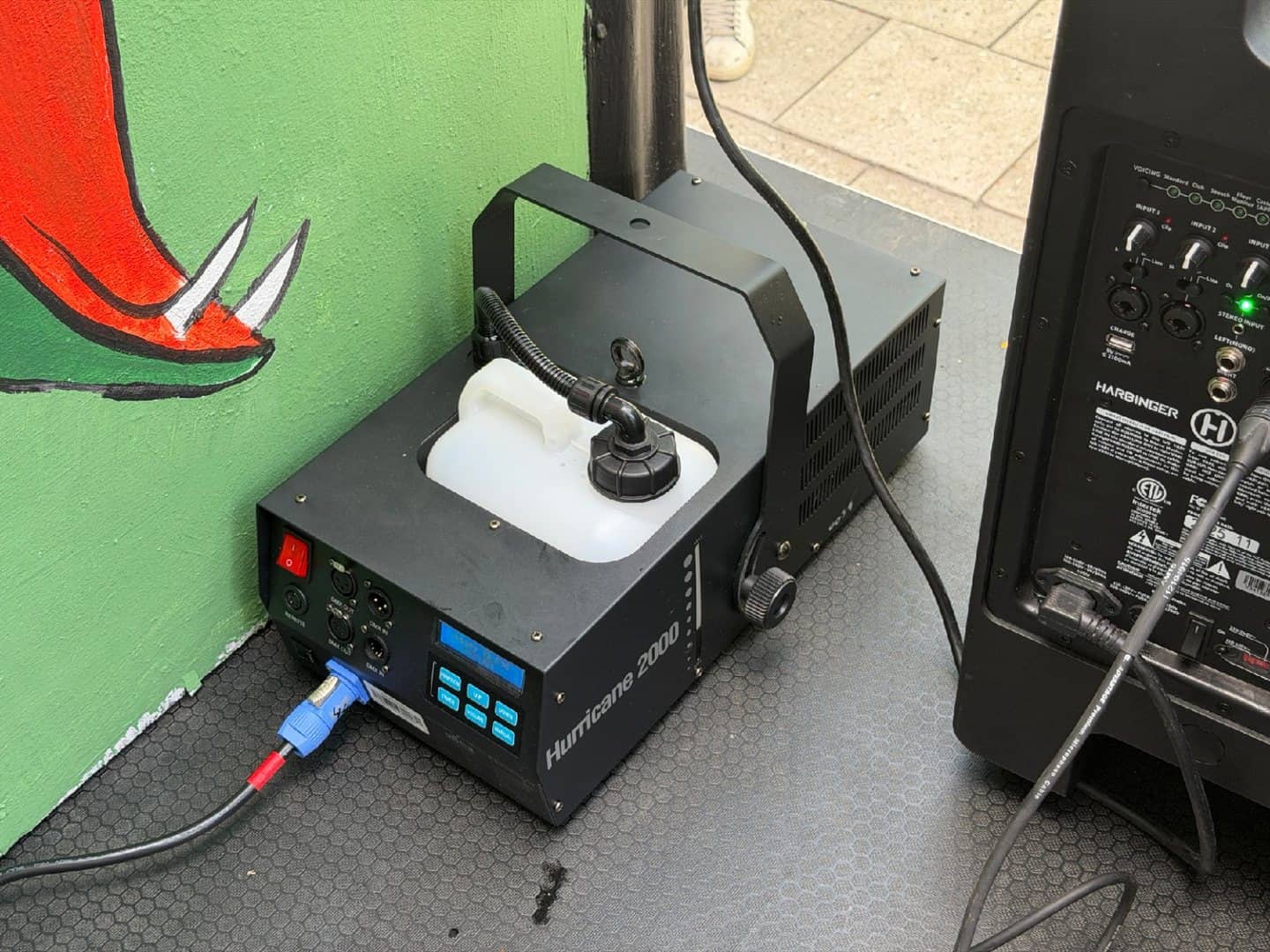 Hurricane 2000 fog machine connected in an event control setup