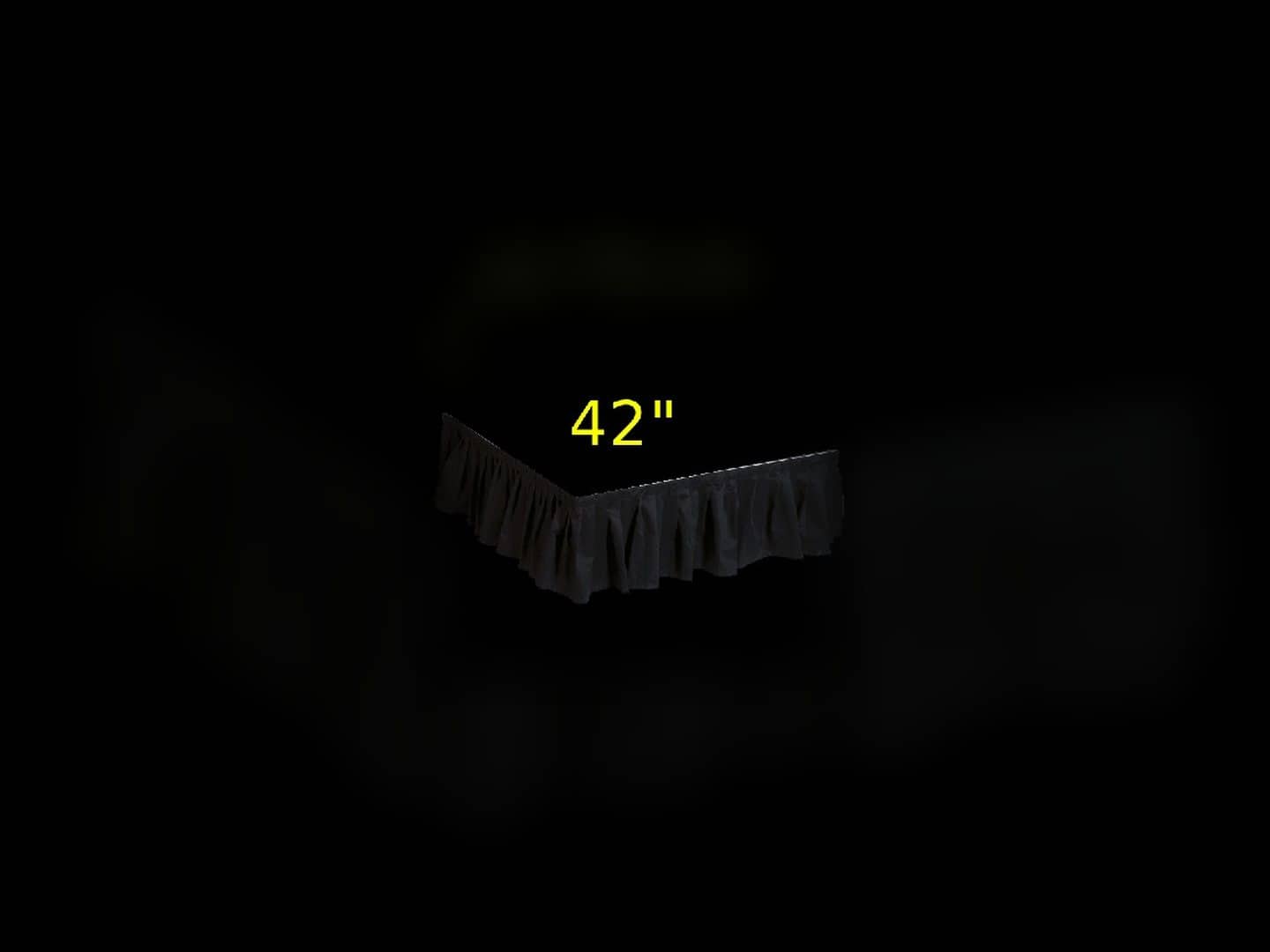 Black forty-two-inch stage skirt shown as an isolated product