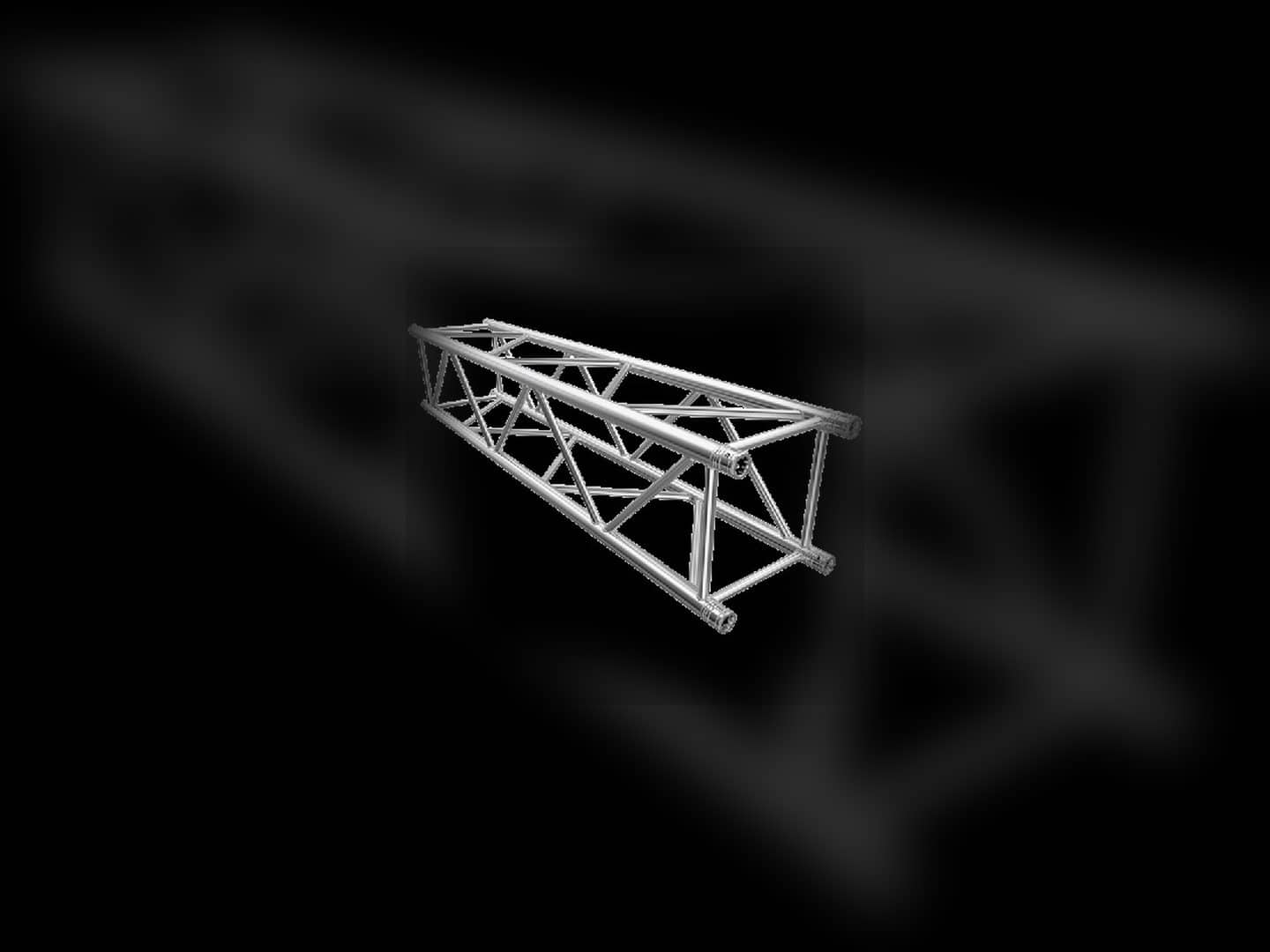 Short F44 aluminum box-truss segment isolated for detail