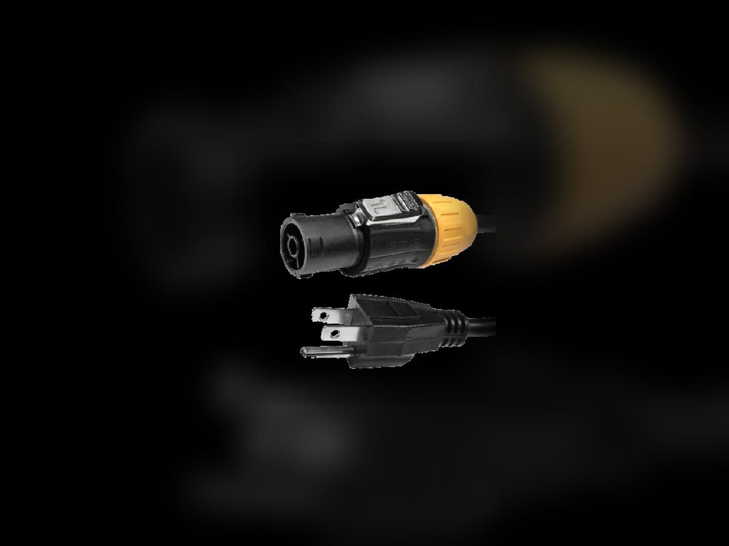 PowerCON True1-to-Edison cable with both power connectors visible
