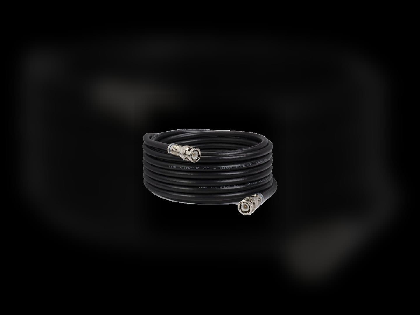 Coiled HD 3G SDI cable with both BNC connectors visible