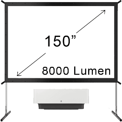 8000 Lumen Projector + 150" Screen Bundle