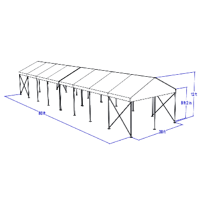 20'x80' Tent with Concrete Ballasts