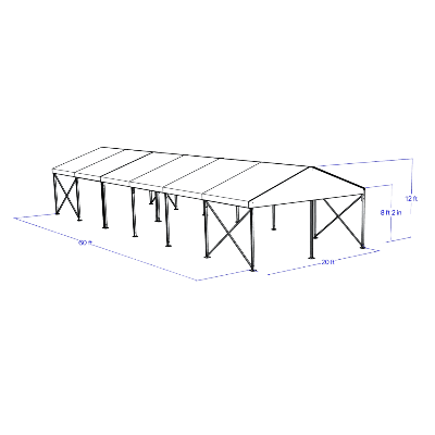 20'x60' Tent with Concrete Ballasts