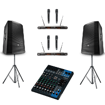 Wireless 4x Microphone & Dual Speaker Bundle