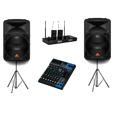 Wireless Dual Lapel Microphone & Speaker Bundle 