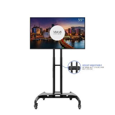 55" HD Smart TV mounted on Mobile Stand