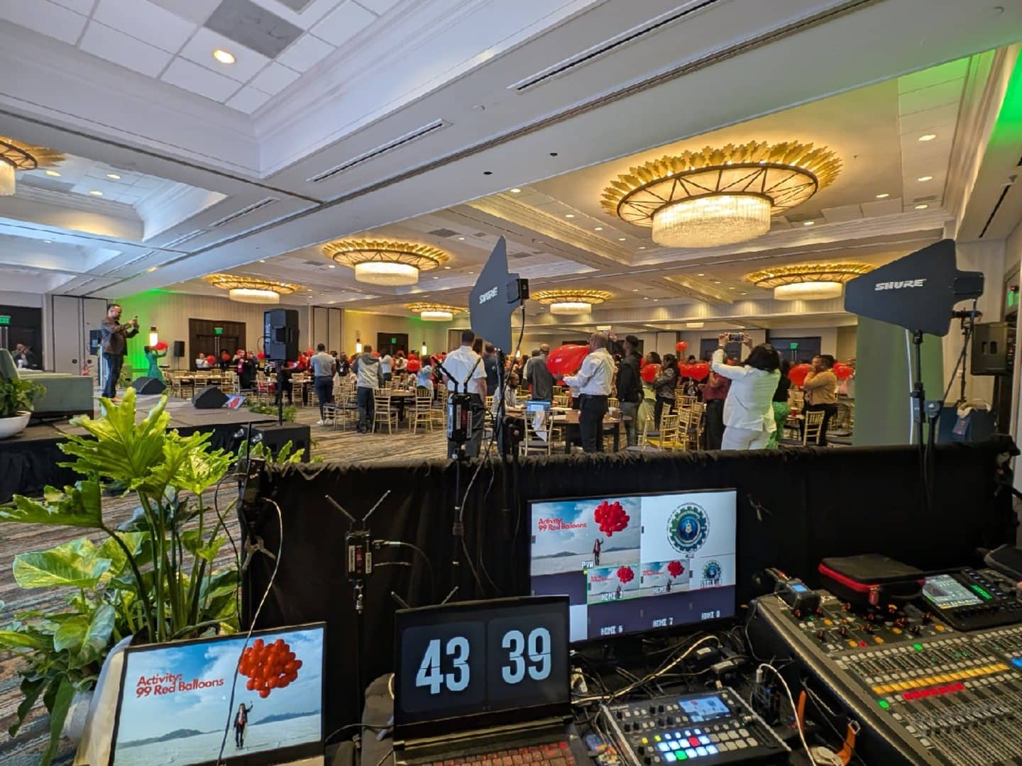 Digital audio mixer at a conference production control position