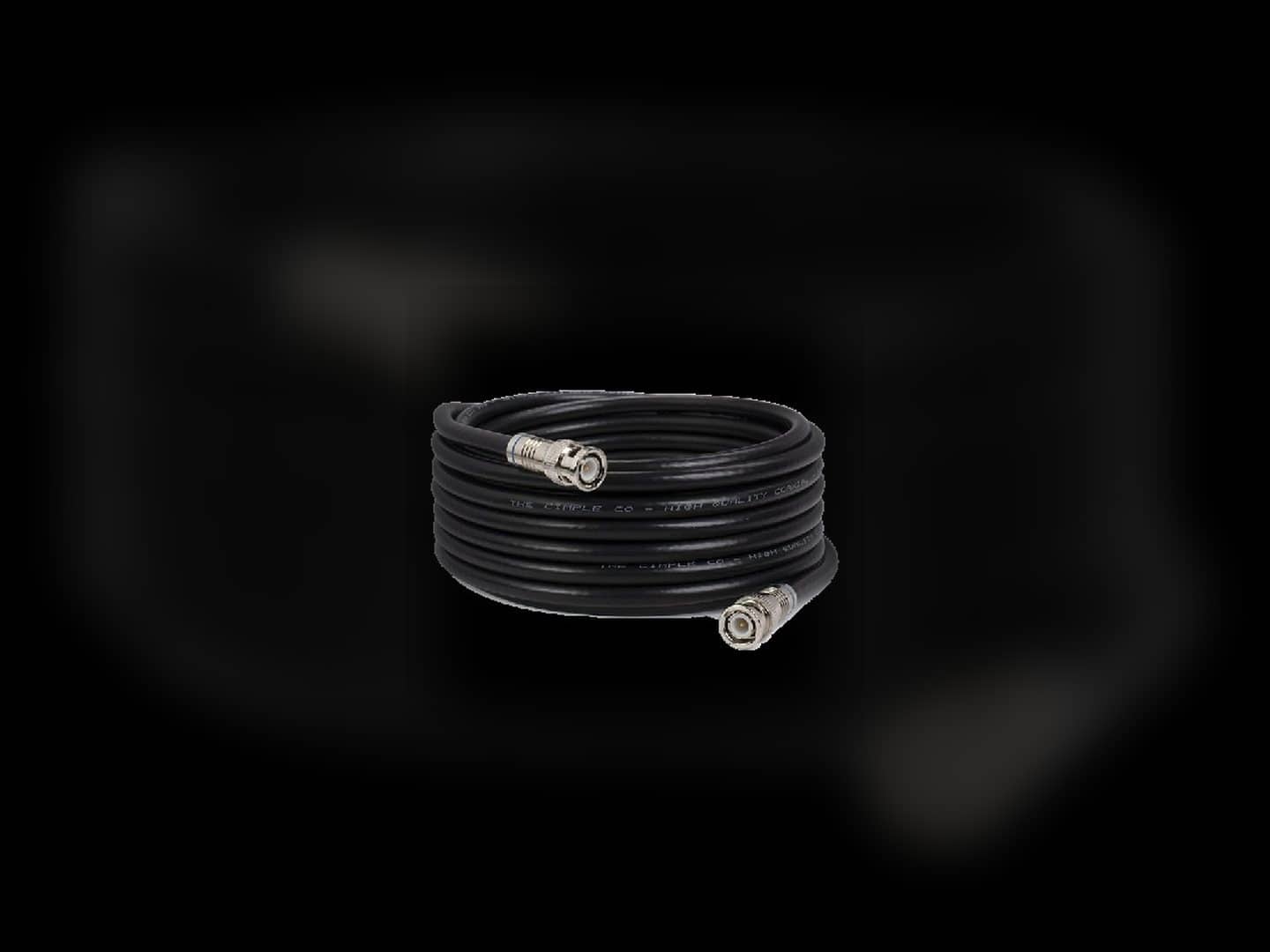 Coiled HD 3G SDI cable with both BNC connectors visible