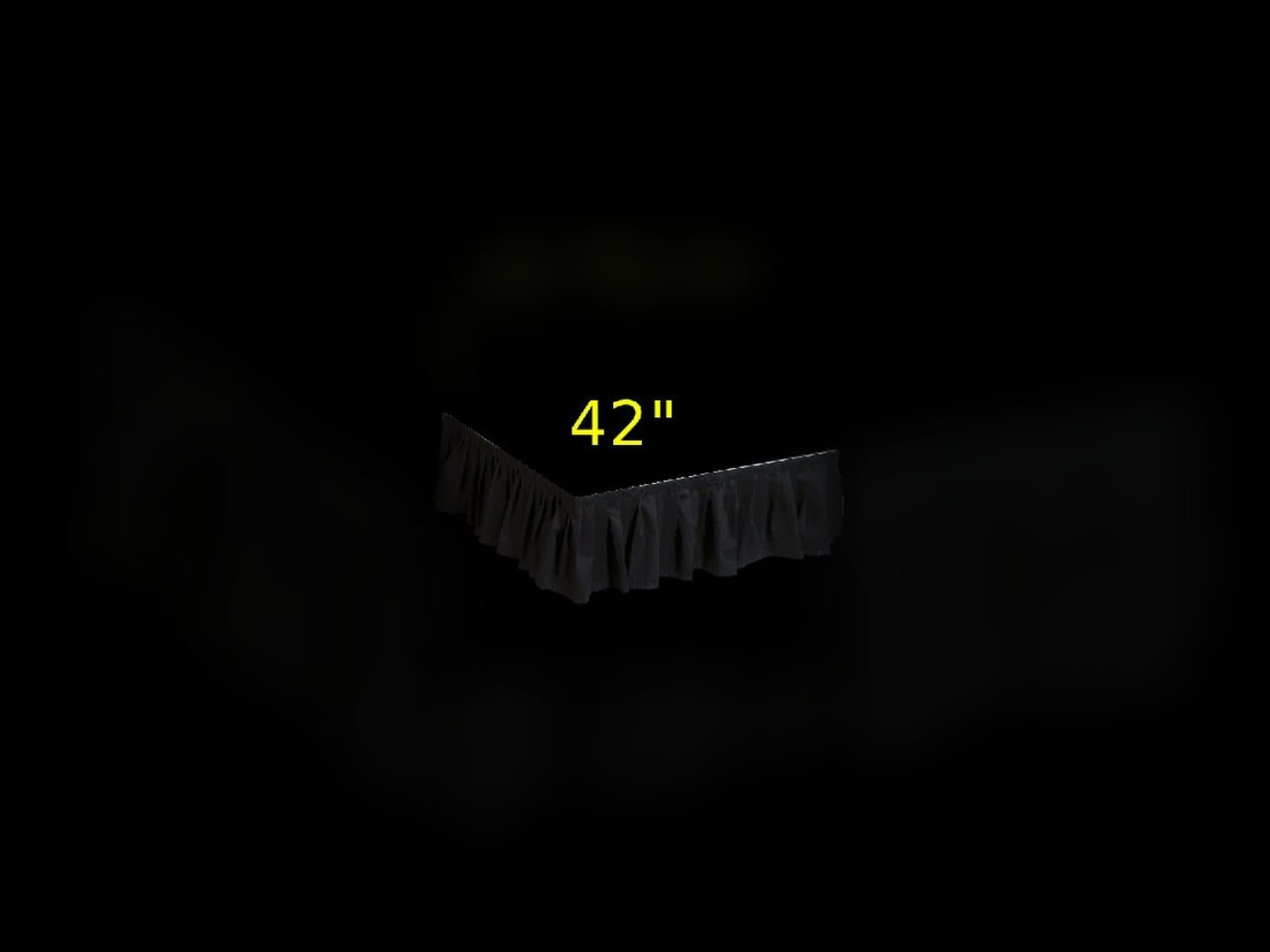 Black forty-two-inch stage skirt shown as an isolated product