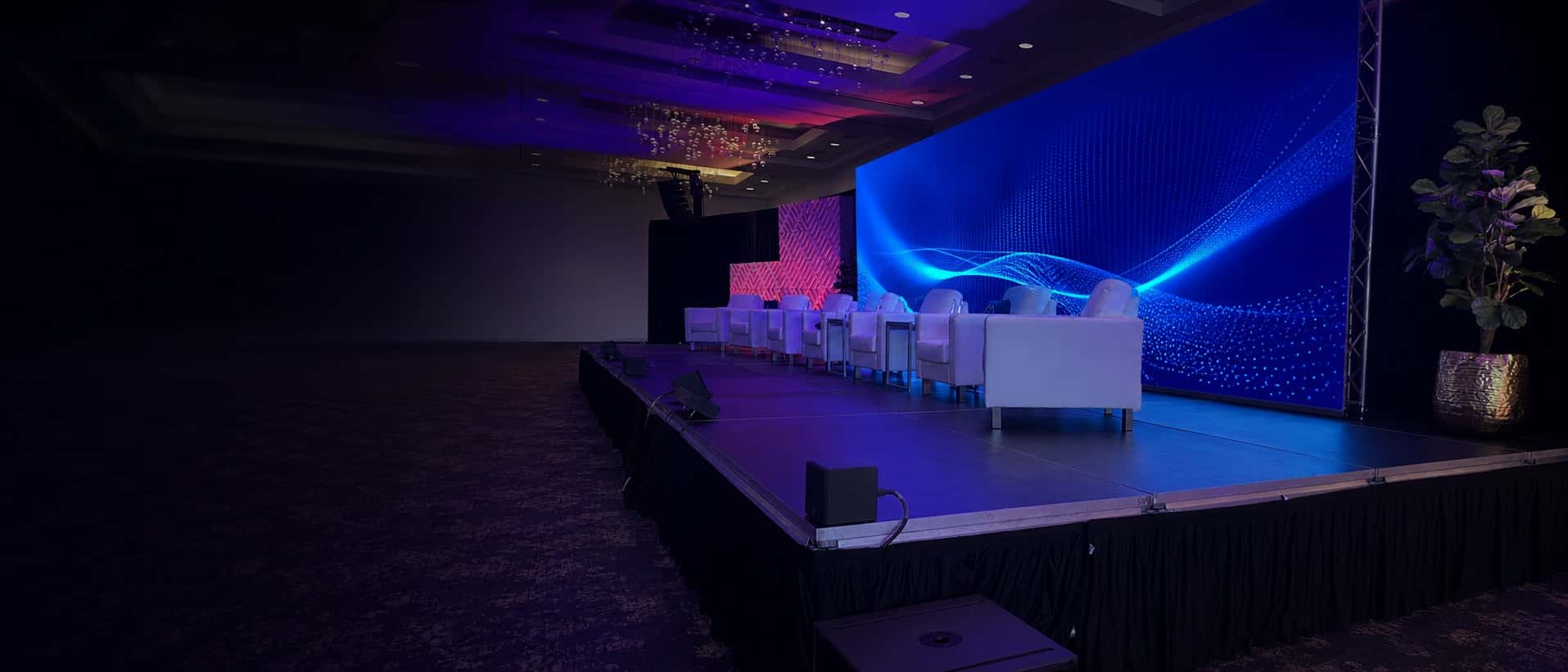 Large LED video wall installed for a corporate conference by Miami Sound Rental