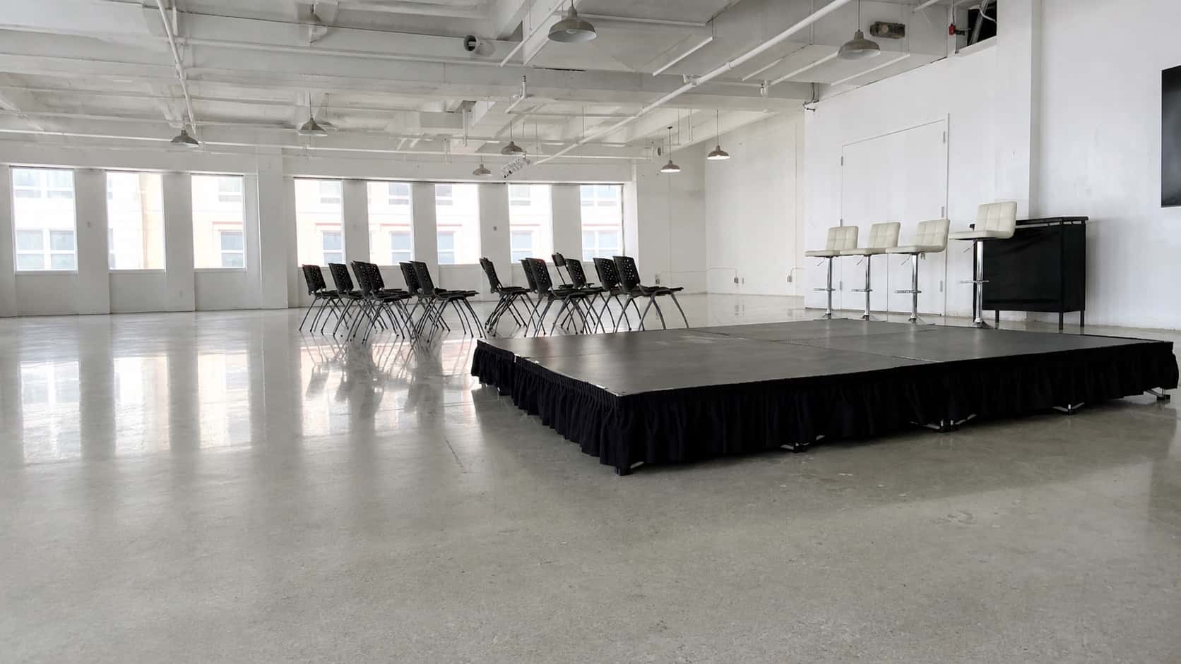 Portable IntelliStage platform arranged in an Orlando event room