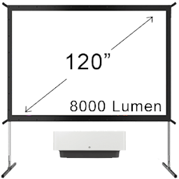 8000 Lumen Projector + 120" Screen Bundle