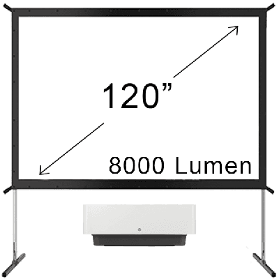 8000 Lumen Projector + 120" Screen Bundle