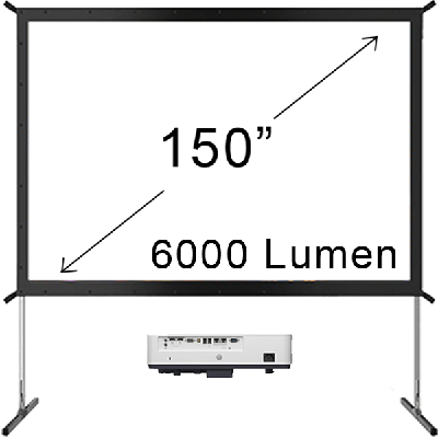 6000 Lumen Projector + 150" Screen Bundle