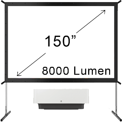8000 Lumen Projector + 150" Screen Bundle