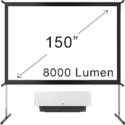 8000 Lumen Projector + 150" Screen Bundle