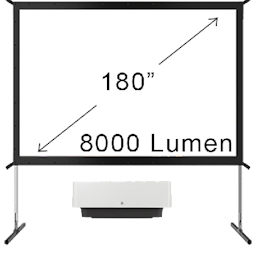 8000 Lumen Projector + 180" Screen Bundle